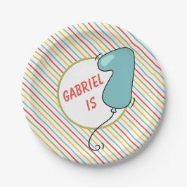 最初の誕生日バルーンの主題 ペーパープレート