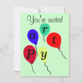 最初の誕生日パーティバルーン招待状カスタマイズ 招待状 (正面)