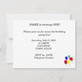 最初の誕生日パーティバルーン招待状カスタマイズ 招待状 (裏面)