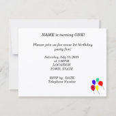 最初の誕生日パーティバルーン招待状カスタマイズ 招待状 (裏面)