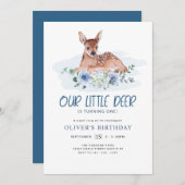 最初の誕生日パーティリトルディアブルーフローラ招待 招待状 (正面/裏面)