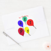 最初の誕生日パーティーのバルーン ラウンドシール (封筒)