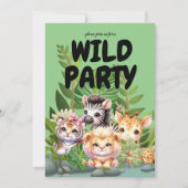 最初の誕生日パーティーの両面招待状 招待状 (正面)