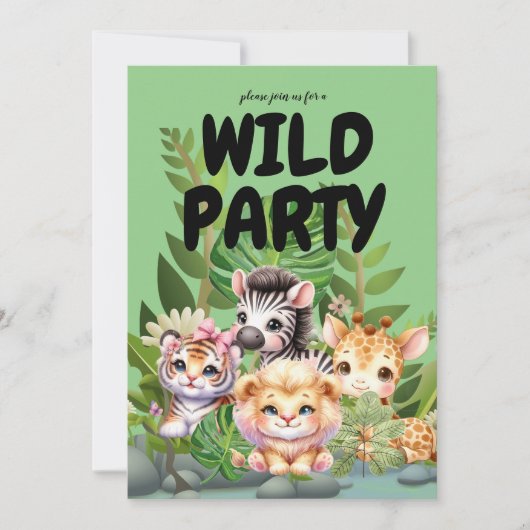 最初の誕生日パーティーの両面招待状 招待状 (正面)