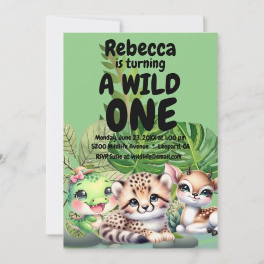 最初の誕生日パーティーの両面招待状 招待状 (裏面)