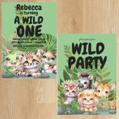 最初の誕生日パーティーの両面招待状 招待状