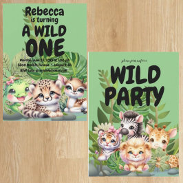 最初の誕生日パーティーの両面招待状 招待状