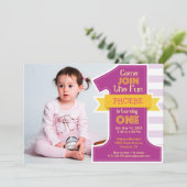 最初の誕生日パーティーの招待パープルガール 招待状 (スタンド正面)