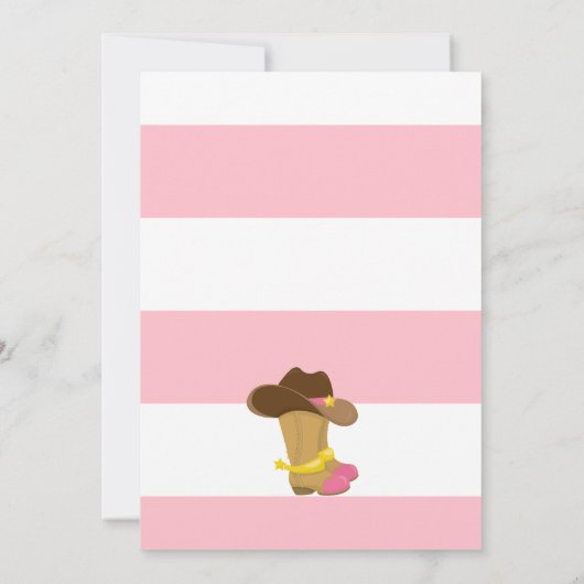 最初の誕生日パーティーの招待ワイルドウエスト女性のカーボーイ 招待状 (裏面)