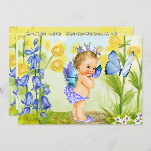 最初の誕生日パーティーの招待ヴィンテージプリンセス 招待状 (正面/裏面)