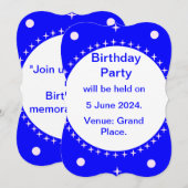 最初の誕生日パーティーの招待。ハッピーバースデー。 招待状 (正面/裏面)