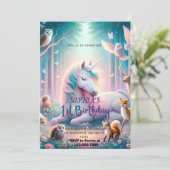 最初の誕生日パーティーへの招待/カスタマイズ可能 招待状 (スタンド正面)