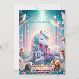 最初の誕生日パーティーへの招待/カスタマイズ可能 招待状