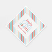 最初の誕生日パーティーブライトカラフルストライプデコール スタンダードランチョンナプキン (角)