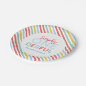 最初の誕生日パーティーブライトカラフルストライプデコール ペーパープレート (アングル)