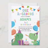 最初の誕生日パーティー恐竜&ケーキ 招待状 (正面)