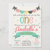 最初の誕生日パーティー招待状小さな女の子 招待状 (正面)