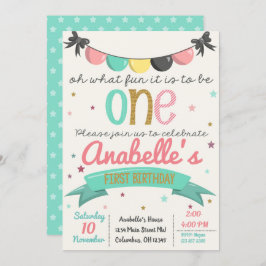 最初の誕生日パーティー招待状小さな女の子 招待状