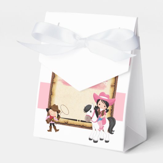 最初の誕生日パーティー野生の西女性のカーボーイの好意バッグ フェイバーボックス (正面サイド)