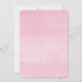 最初の誕生日ピンクの緑の女の子のバルーンを負担 招待状 (裏面)