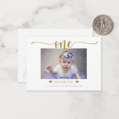 最初の誕生日フォトスクエレガントリプト ノートカード (正面/裏面インサイチュ)