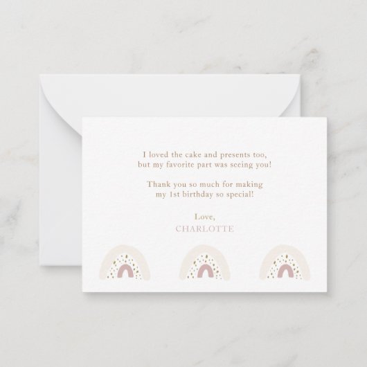 最初の誕生日フォトスクエレガントリプト ノートカード (裏面)