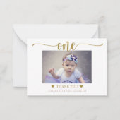 最初の誕生日フォトスクエレガントリプト ノートカード (正面)