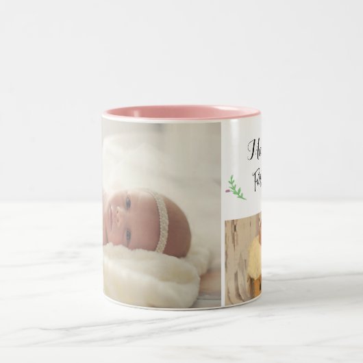 最初の誕生日フォトマグカップ ツートーンマグカップ (中央)