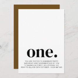 最初の誕生日フォト招待状インBrown & White 招待状