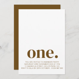 最初の誕生日フォト招待状インBrown & White 招待状