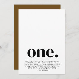 最初の誕生日フォト招待状インBrown & White 招待状