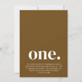 最初の誕生日フォト招待状インBrown & White 招待状 (正面)