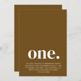 最初の誕生日フォト招待状インBrown & White 招待状