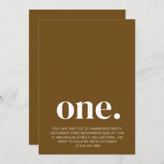 最初の誕生日フォト招待状インBrown & White 招待状