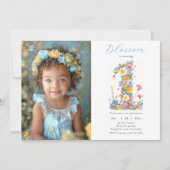 最初の誕生日フローラ番号1フォト招待状 招待状 (正面)