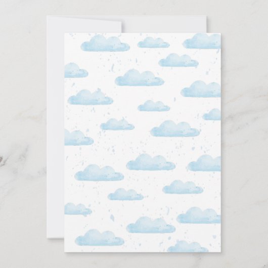 最初の誕生日ブルーウォーター色の恐竜パーティー 招待状 (裏面)