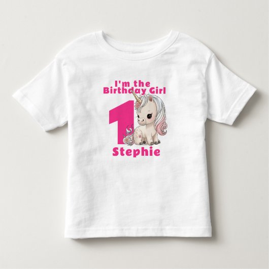 最初の誕生日ベビー パーソナライズされた トドラーTシャツ (正面)