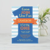 最初の誕生日ボーイブルーバースデーパーティーの招待 招待状 (スタンド正面)