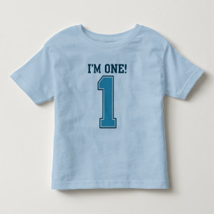 最初の誕生日ボーイ、私は1で、ビッグブルー番号1 トドラーTシャツ