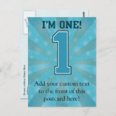 最初の誕生日ボーイ、私は1で、ビッグブルー番号1 ポストカード (正面/裏面)