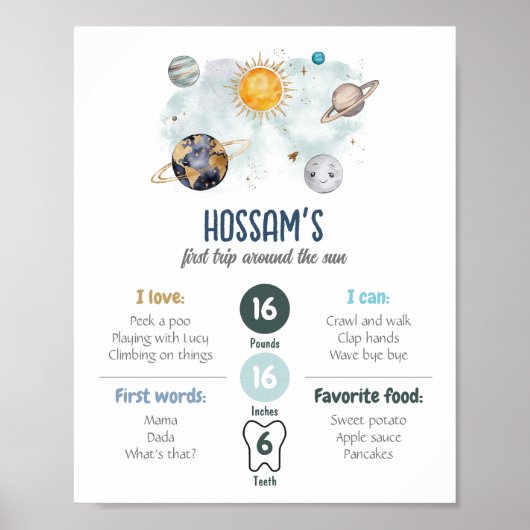 最初の誕生日マイルストーン外部空間銀河系 ポスター (正面)