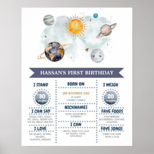 最初の誕生日マイルストーン外部空間銀河系 ポスター