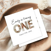 最初の誕生日ミニマル写真1番目の誕生日パーティー スタンダードカクテルナプキン