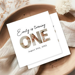 最初の誕生日ミニマル写真1番目の誕生日パーティー スタンダードカクテルナプキン