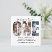 最初の誕生日ミニマル写真1番目の誕生日パーティー 招待状 (スタンド正面)