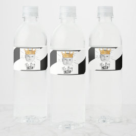 最初の誕生日モダンフォト白黒 ペットボトルラベル