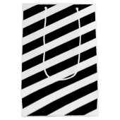 最初の誕生日モダン写真白黒ありがとう ミディアムペーパーバッグ (裏面)