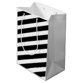 最初の誕生日モダン写真白黒ありがとう ミディアムペーパーバッグ (裏面アングル)