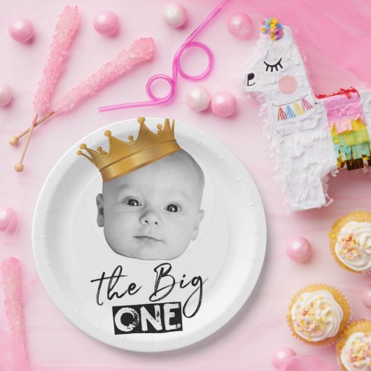 最初の誕生日モダン写真 ペーパープレート (パーティー)