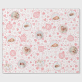 最初の誕生日ラブバグのパーソナライズ写真ラッピング ラッピングペーパー (フラット)